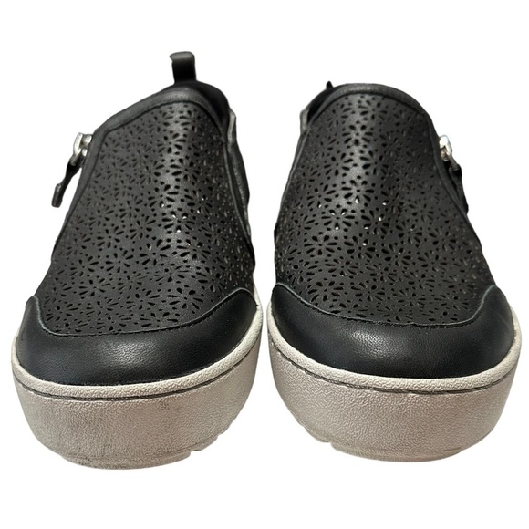 Jambu July Sneakers Women's 7 Black Leather Slip On Comfort‎ Side Zipper Cut Out - Picture 2 of 8